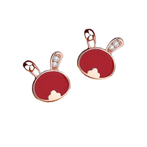 925 Silver Rabbit Ear Studs Heat Discoloration Earrings