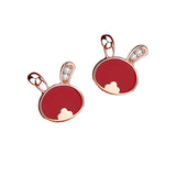 925 Silver Rabbit Ear Studs Heat Discoloration Earrings