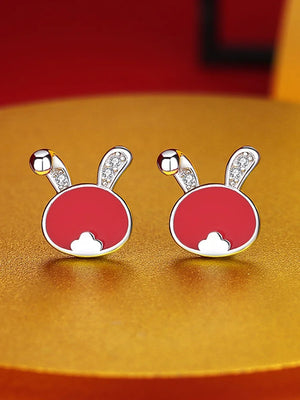 925 Silver Rabbit Ear Studs Heat Discoloration Earrings
