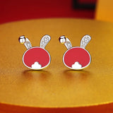925 Silver Rabbit Ear Studs Heat Discoloration Earrings