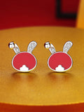 925 Silver Rabbit Ear Studs Heat Discoloration Earrings