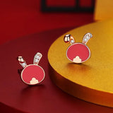 925 Silver Rabbit Ear Studs Heat Discoloration Earrings