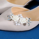 2pcs Flower Shoe Clip Wedding Heel Bride Rhinestone Decorative Buckle
