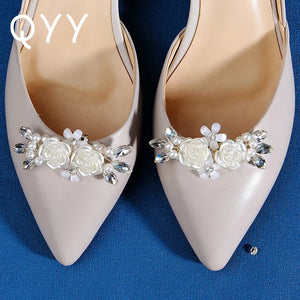 2pcs Flower Shoe Clip Wedding Heel Bride Rhinestone Decorative Buckle