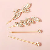 4pcs Rhinestone Hair Clips for Women Girls Party Hairpins Headwear Gift