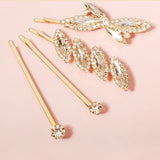 4pcs Rhinestone Hair Clips for Women Girls Party Hairpins Headwear Gift