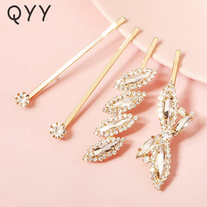 4pcs Rhinestone Hair Clips for Women Girls Party Hairpins Headwear Gift
