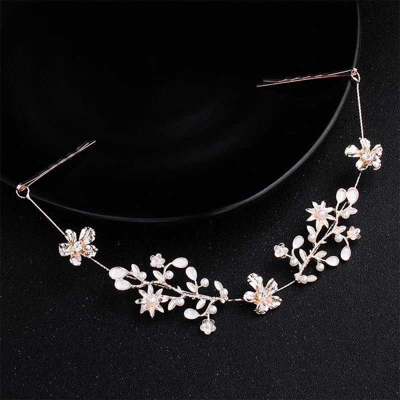 Classic Flowers Crystal Alloy Wedding Headband Bridal Hair Accessories