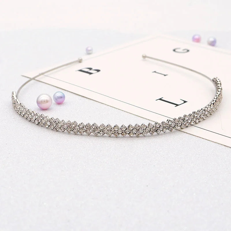 Rhinestone Hairband Silver Bride Headpiece Wedding Crown