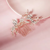 Crystal Flower Hair Comb Clips Wedding Rose Prom Hair Jewelry Bride
