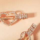 Heart Hair Clips Crystal Silver Bridal Wedding Hair Jewelry