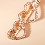Heart Hair Clips Crystal Silver Bridal Wedding Hair Jewelry