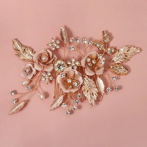 Metal Leaf Flower Hair Comb Clips for Women Accessories