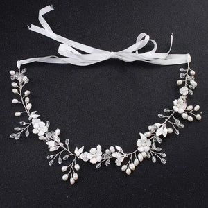Flower Freshwater Pearls Wedding Headpiece