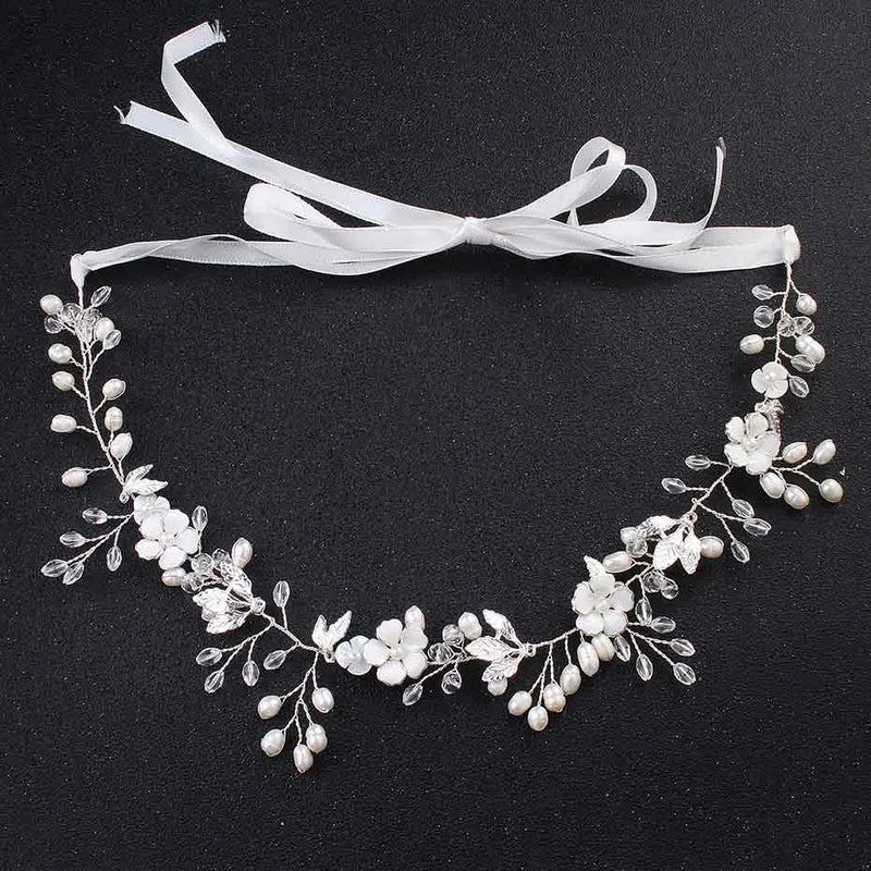 Flower Freshwater Pearls Wedding Headpiece
