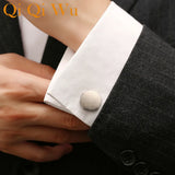 Copper Laser Pattern Shirt Cufflinks for Men Wedding Groom Buttons