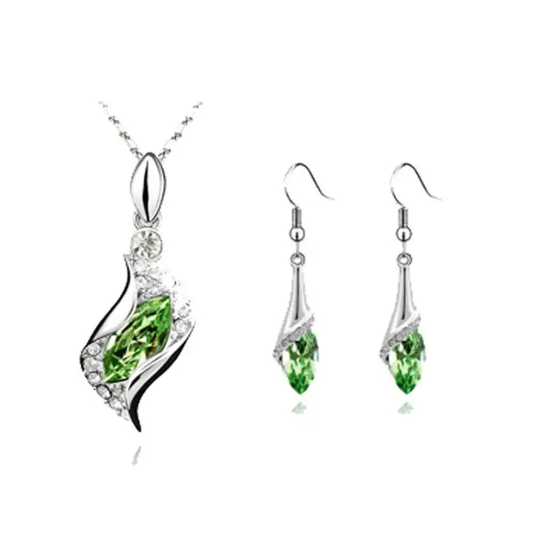 925 Silver Green Jewelry Set/Ladies Wedding Set