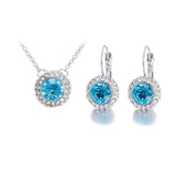Sterling Silver Crystal Pendant Necklace Earring Set