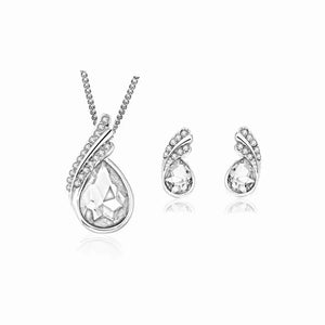 925 Silver Wedding Crystal Set Necklace Earrings YW019