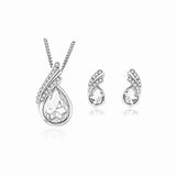 925 Silver Wedding Crystal Set Necklace Earrings YW019
