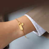 QiQiWu Stainless Steel Mouse Smile Pendant Chain Bracelet For Women