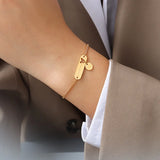 QiQiWu Stainless Steel Mouse Smile Pendant Chain Bracelet For Women