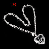Picture Necklace 925 Sterling Silver Plated Heart Pendant +18in Chain