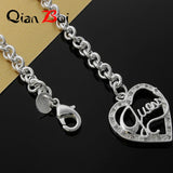 Picture Necklace 925 Sterling Silver Plated Heart Pendant +18in Chain