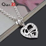 Picture Necklace 925 Sterling Silver Plated Heart Pendant +18in Chain