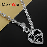 Picture Necklace 925 Sterling Silver Plated Heart Pendant +18in Chain