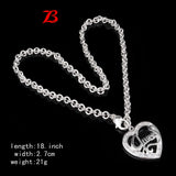 Picture Necklace 925 Sterling Silver Plated Heart Pendant +18in Chain