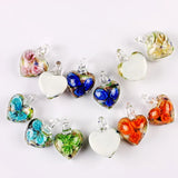 6Pcs Heart Flower Charm Glass Pendant Beads for Earring Necklace