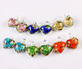 6Pcs Heart Flower Charm Glass Pendant Beads for Earring Necklace