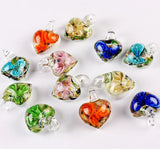 6Pcs Heart Flower Charm Glass Pendant Beads for Earring Necklace