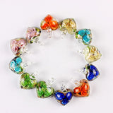 6Pcs Heart Flower Charm Glass Pendant Beads for Earring Necklace