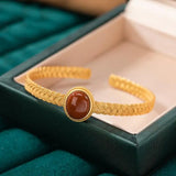 Qianxilianren S925 Sterling Silver Red Agate Bracelet