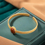 Qianxilianren S925 Sterling Silver Red Agate Bracelet