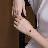 Qianxilianren S925 Sterling Silver Red Agate Bracelet