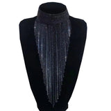 Rhinestone Long Chain Choker Collar Necklace for Women
