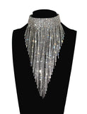 Rhinestone Long Chain Choker Collar Necklace for Women