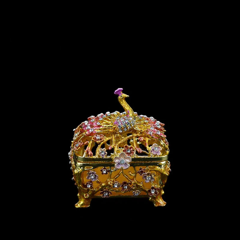 Qifu Peacock Metal Jewelry Box