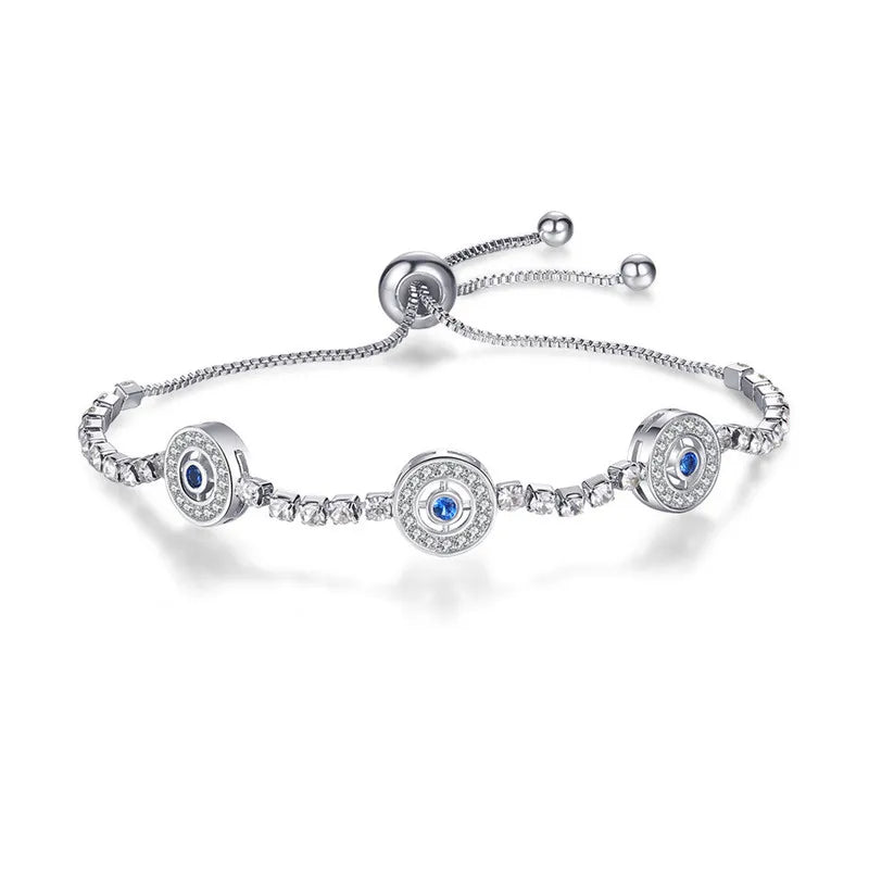 925 Silver Bracelet Clear Zircon Eye Jewelry CMB82