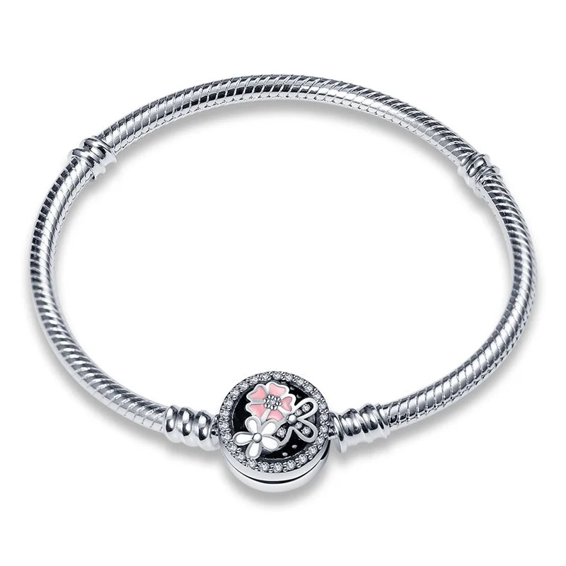Sterling Silver Flower Bracelet for Women DIY Jewelry Gift
