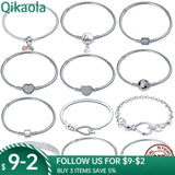 925 Sterling Silver Heart Bracelet for Charms DIY Gift