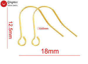 Qingmos 14K Solid Yellow Earring Finding Ear Wire Hook for Jewelry Making
