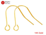 Qingmos 14K Solid Yellow Earring Finding Ear Wire Hook for Jewelry Making