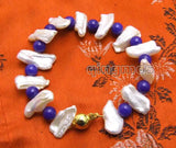 Qingmos Biwa Freshwater Pearl Bracelet 12-15mm Round 7.5''