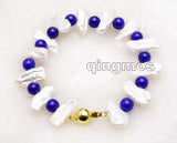 Qingmos Biwa Freshwater Pearl Bracelet 12-15mm Round 7.5''