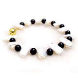 Qingmos Biwa Freshwater Pearl Bracelet 12-15mm Round 7.5''