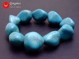 Qingmos 15-20mm Natural Turquoise Bracelet for Women